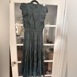 Wishlist Teal Organza Tiered Midi Dress with Ruffle Detail
NWT.